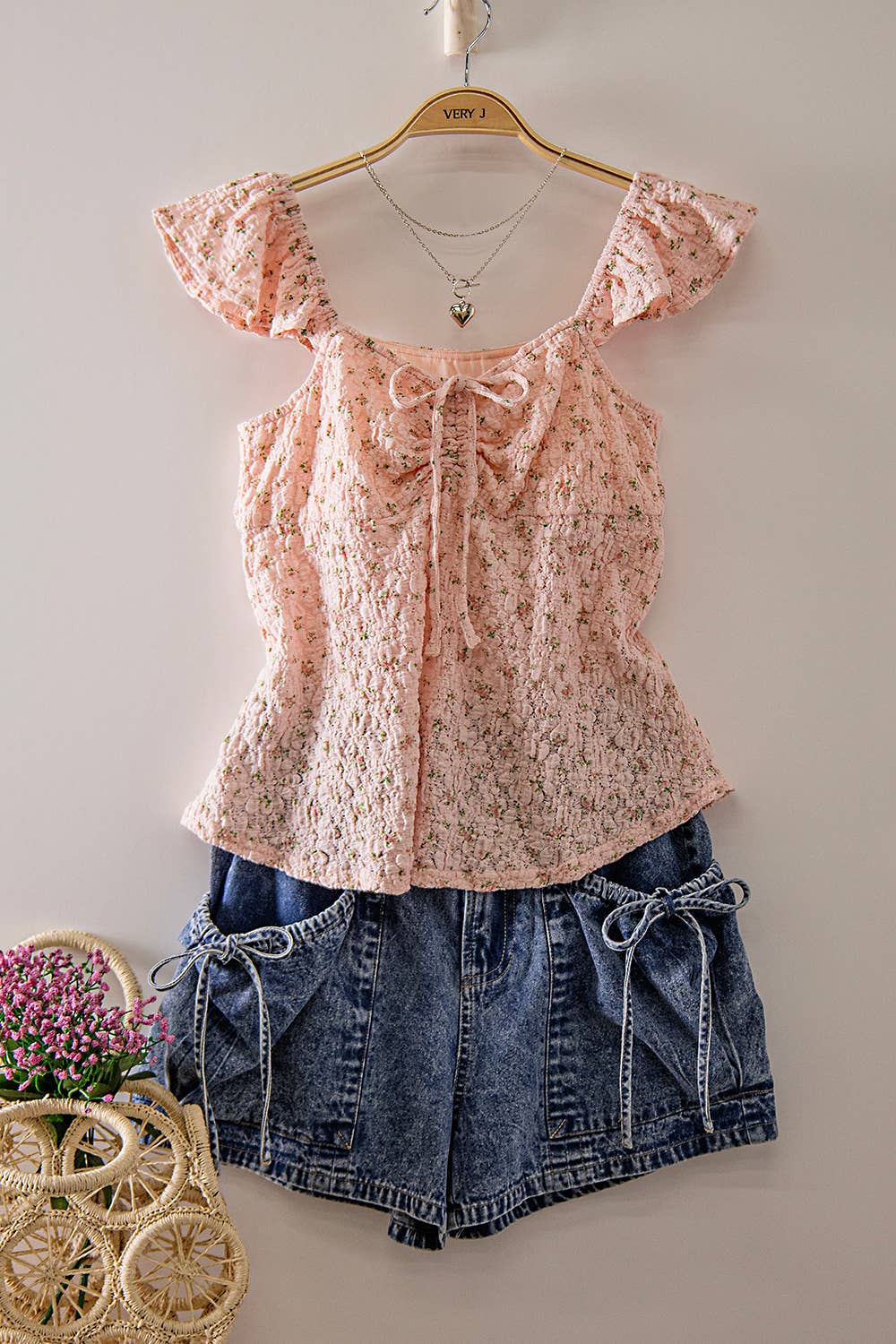 Romantic Floral Ruffle Sleeve Babydoll Top