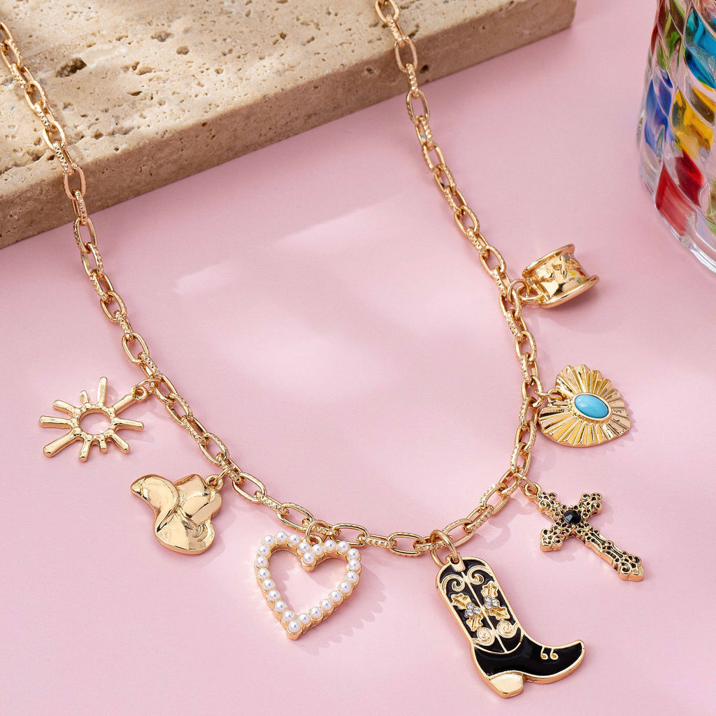 Western Charm Necklace - Boot cross heart | 80N92712