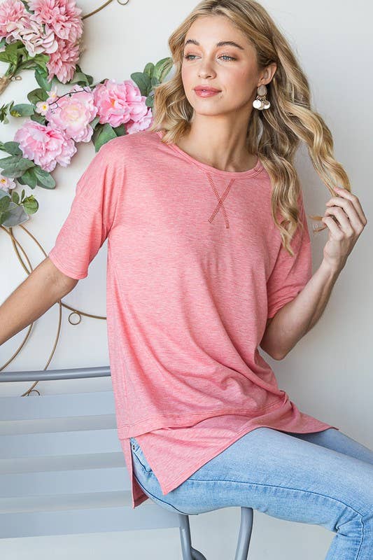 ST2411-11  SOLID TOP WITH STITCH AND SIDE SLIT