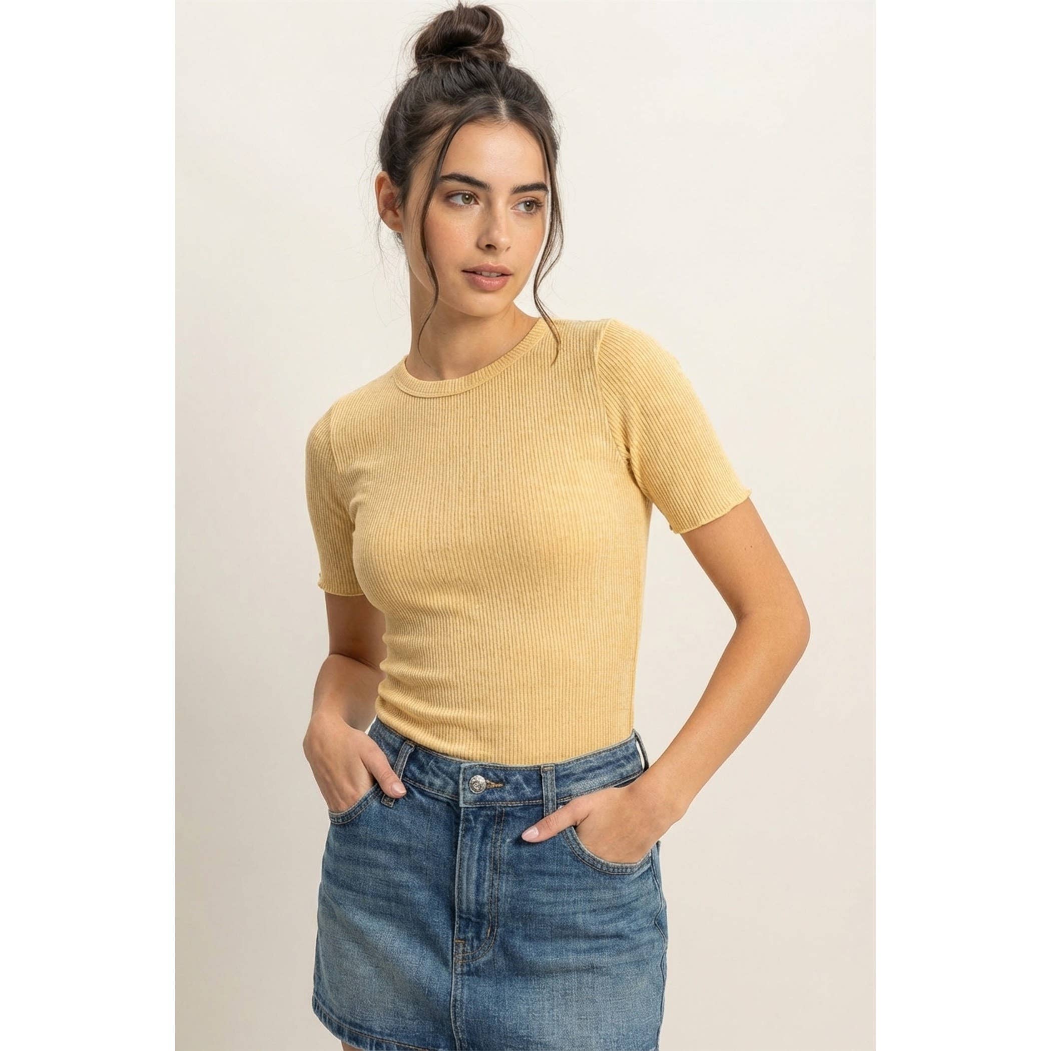 Ribbed Short Sleeve Top