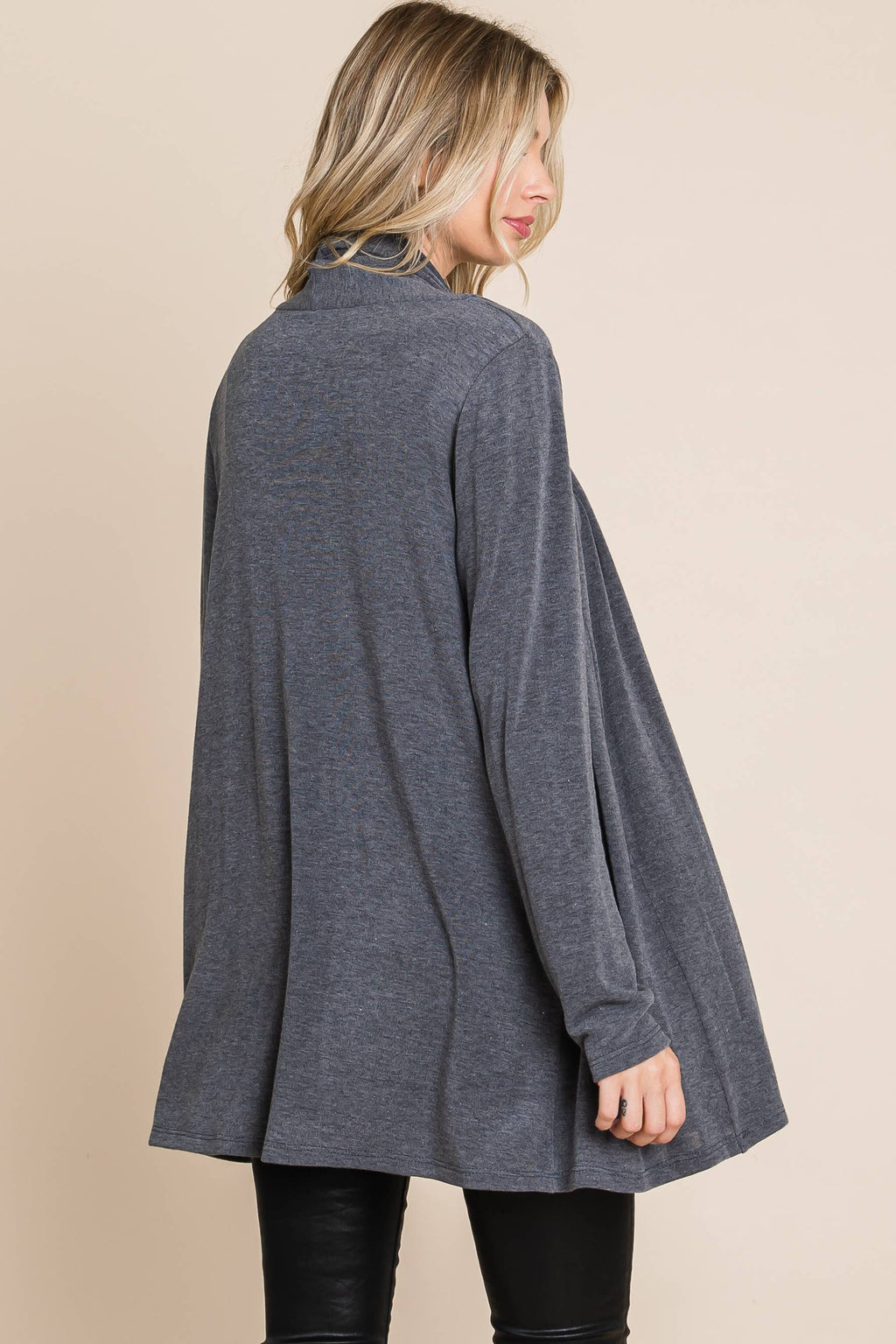 ETK-8867 Soft Solid Open Front Cardigan