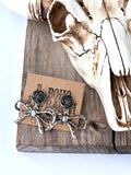 Western Rose Flower & Coquette Bow Post Drop Earrings