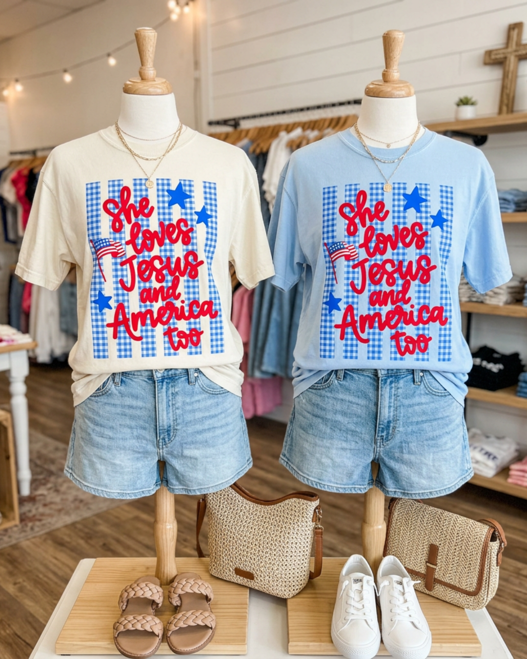 She Love Jesus and America Too Tee