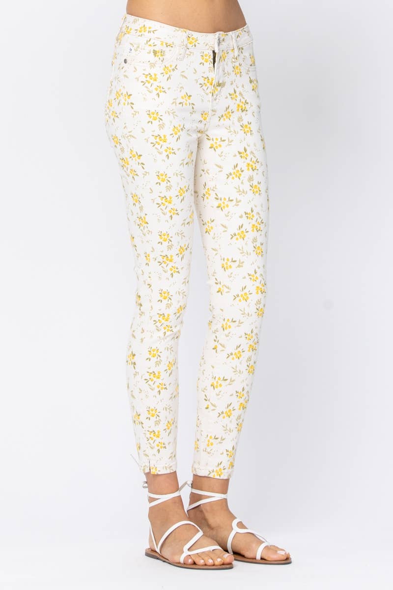 MID-RISE SKINNY FLORAL PRINT