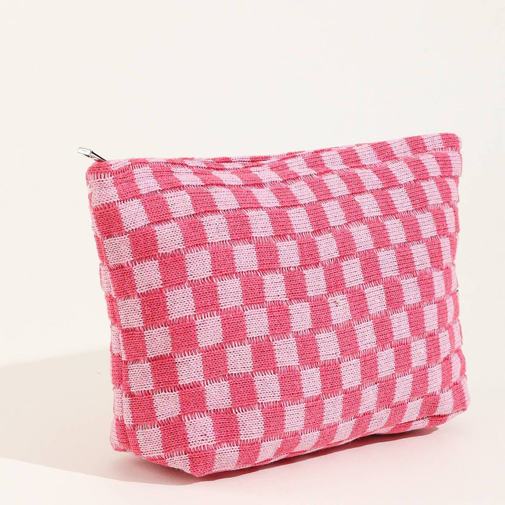 TRAVEL GINGHAM CHECKER MAKEUP COSMETIC POUCH BAG | 40P528