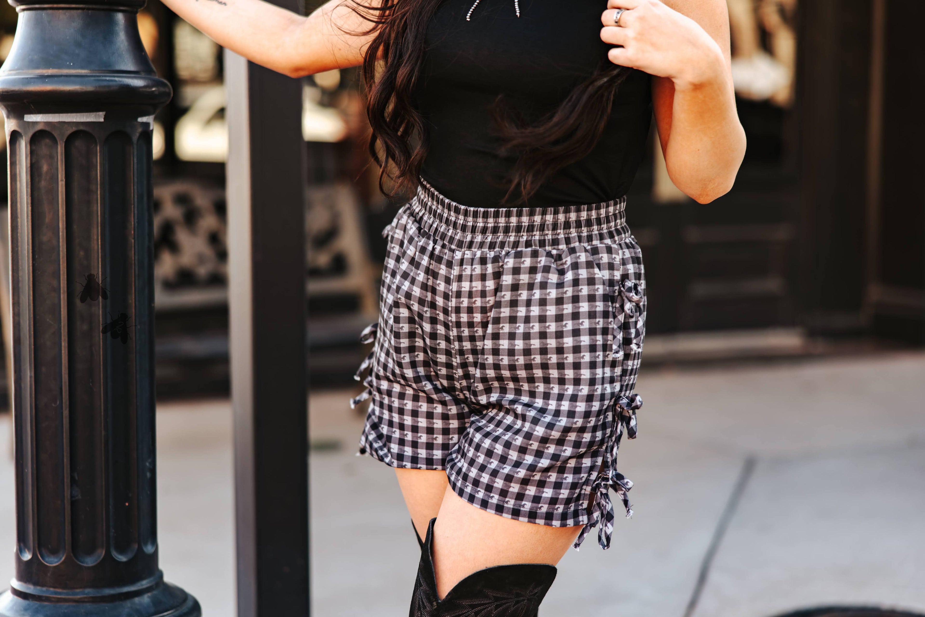 GINGHAM BOW SHORTS