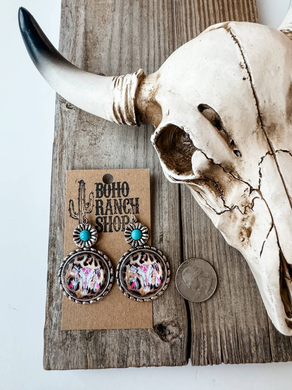 Western Theme Bubble Steer Earrings 