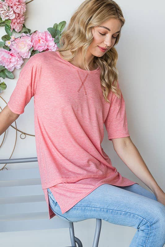 ST2411-11  SOLID TOP WITH STITCH AND SIDE SLIT