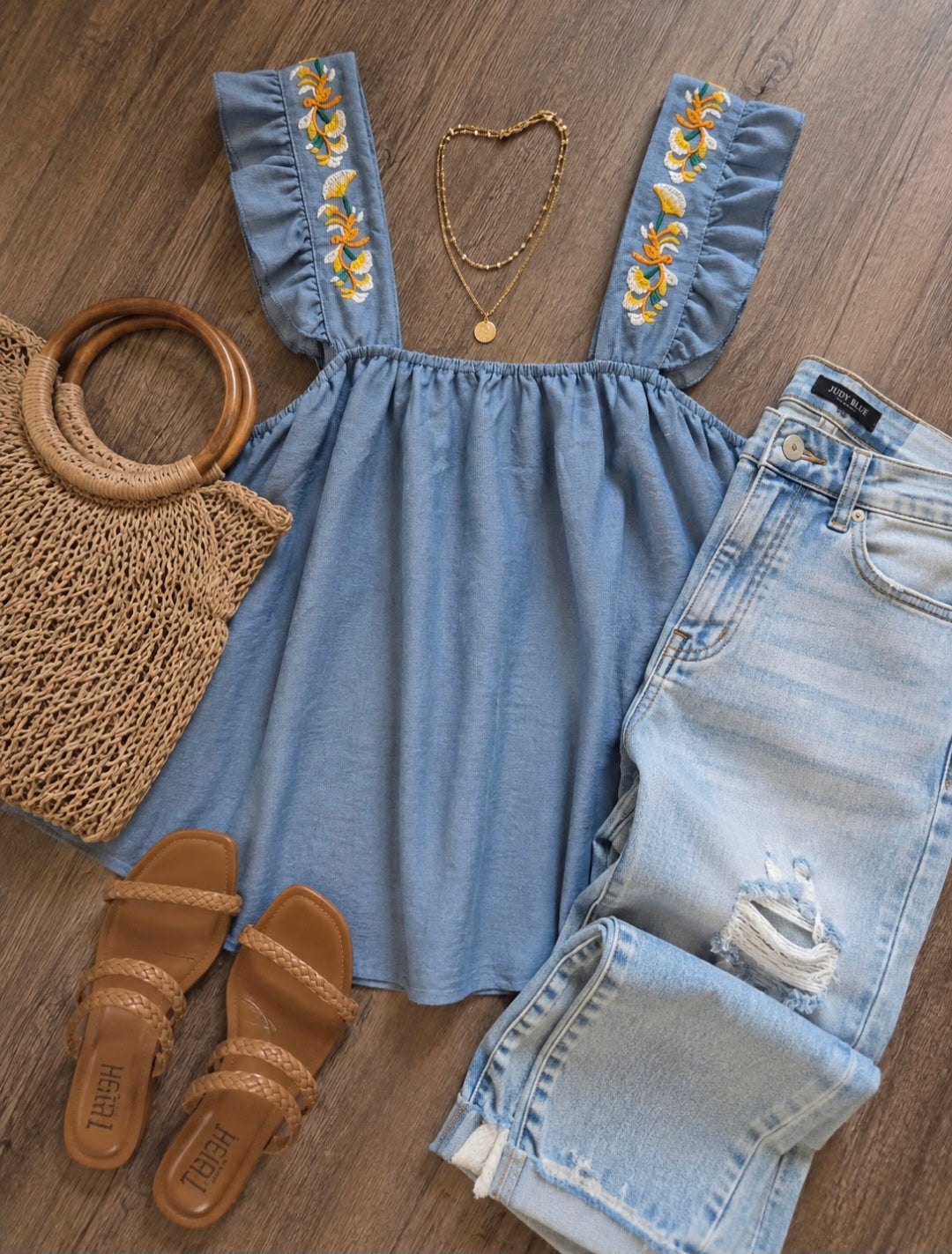 Boho embroidered tank