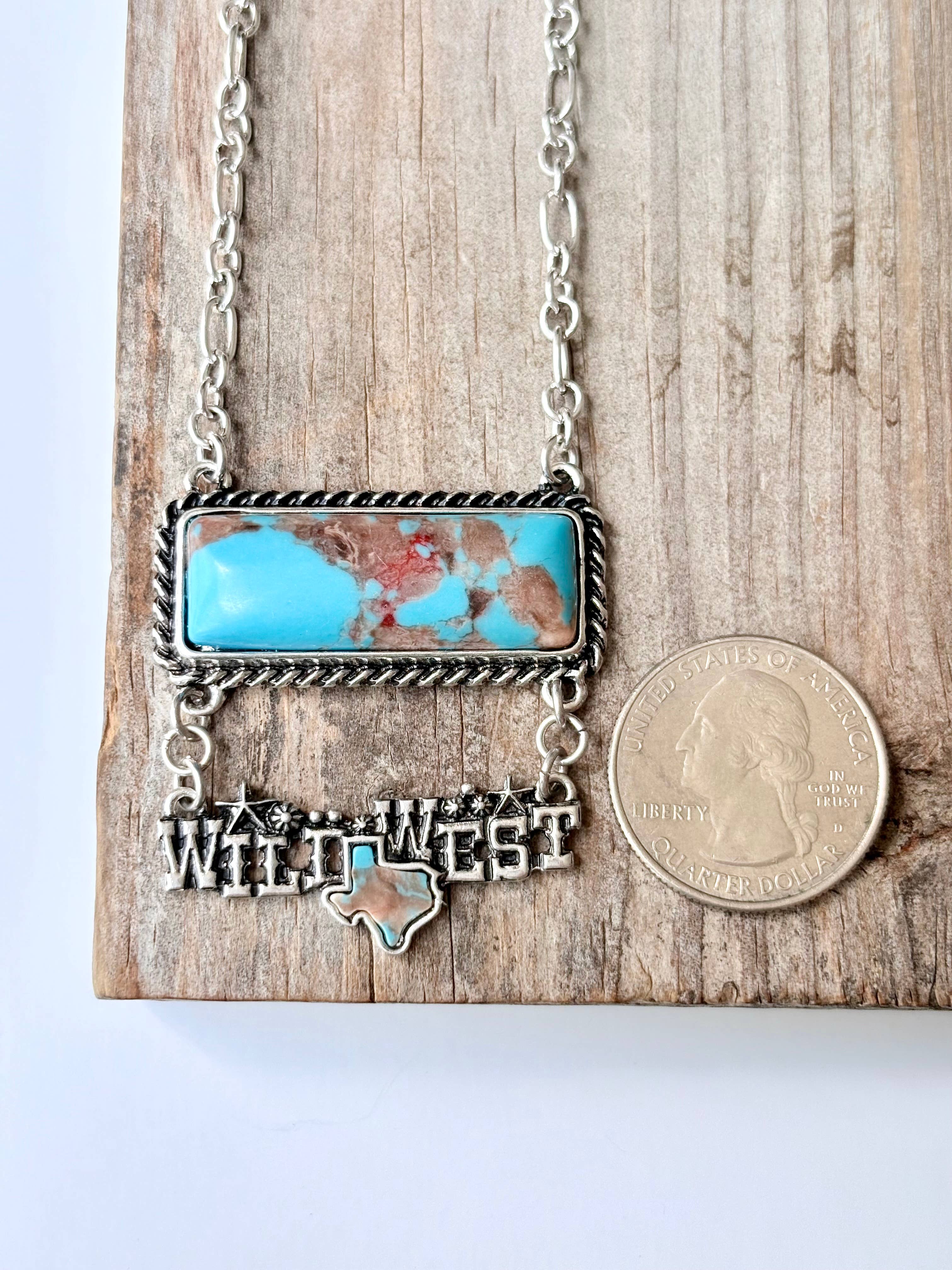 Western WILDWEST, COWGIRL Stone Drop Pendant Necklace