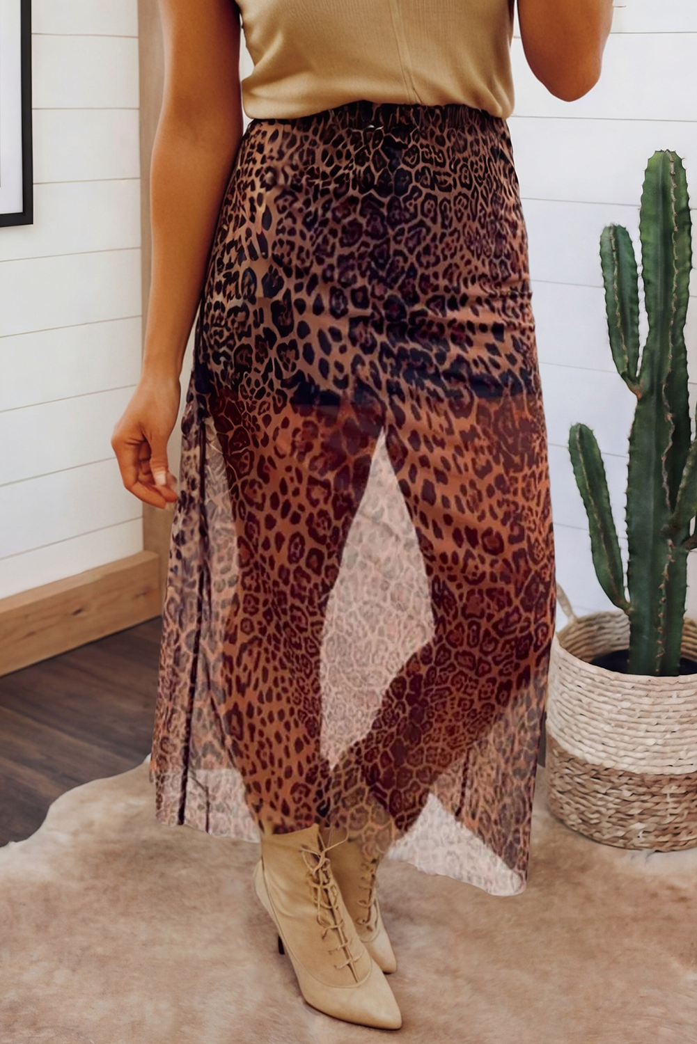 Leopard Sheer Maxi Skirt