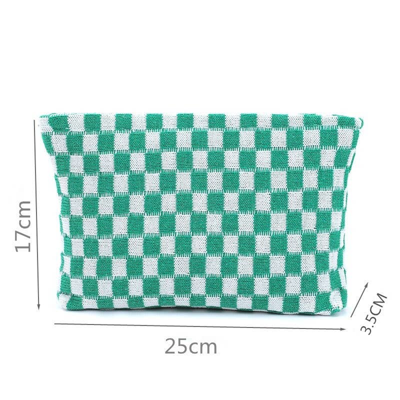 TRAVEL GINGHAM CHECKER MAKEUP COSMETIC POUCH BAG | 40P528