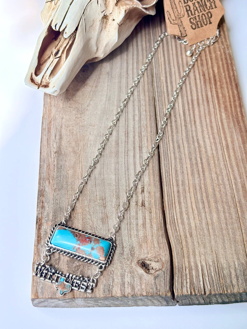 Western WILDWEST, COWGIRL Stone Drop Pendant Necklace