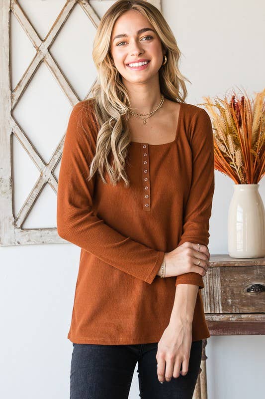 SOLID RIBBED FALL TOP
