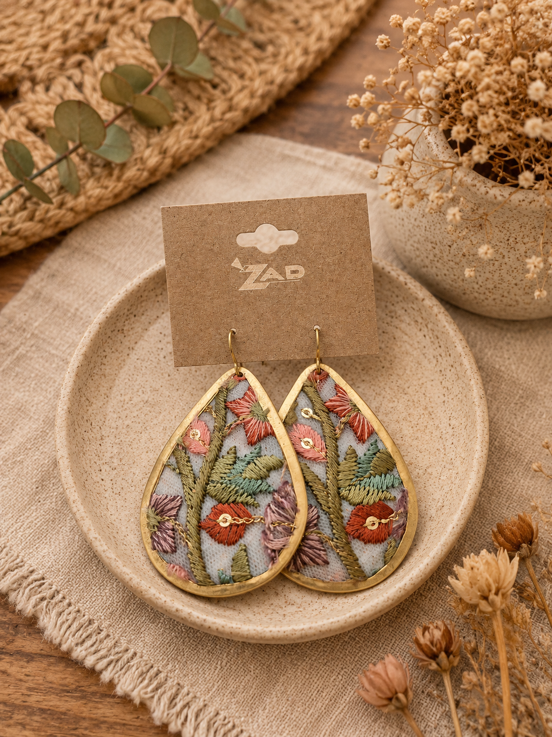 Floral Embroidery Earrings