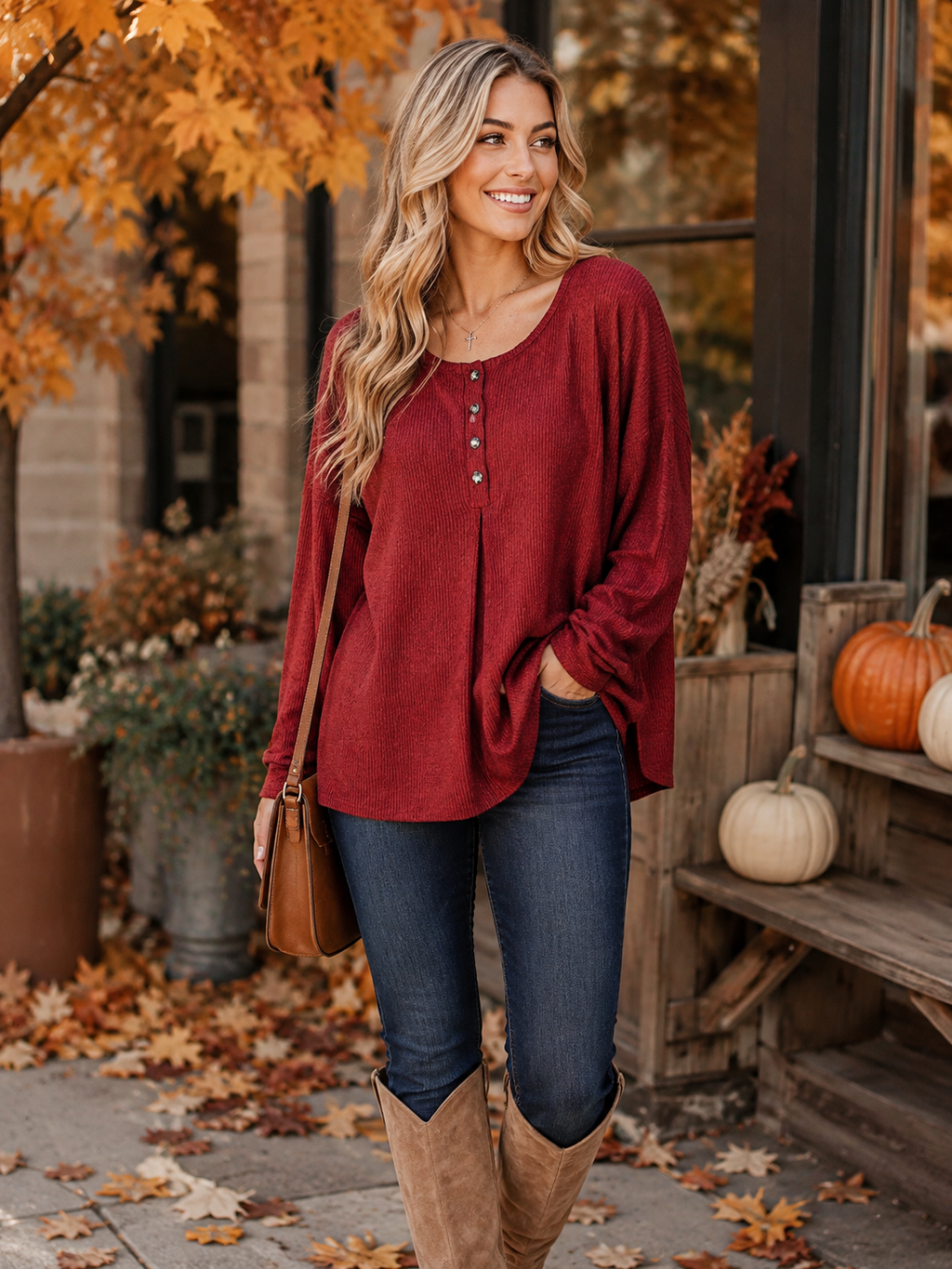 SOLID RIBBED TOP WITH BUTTON AND STITCH