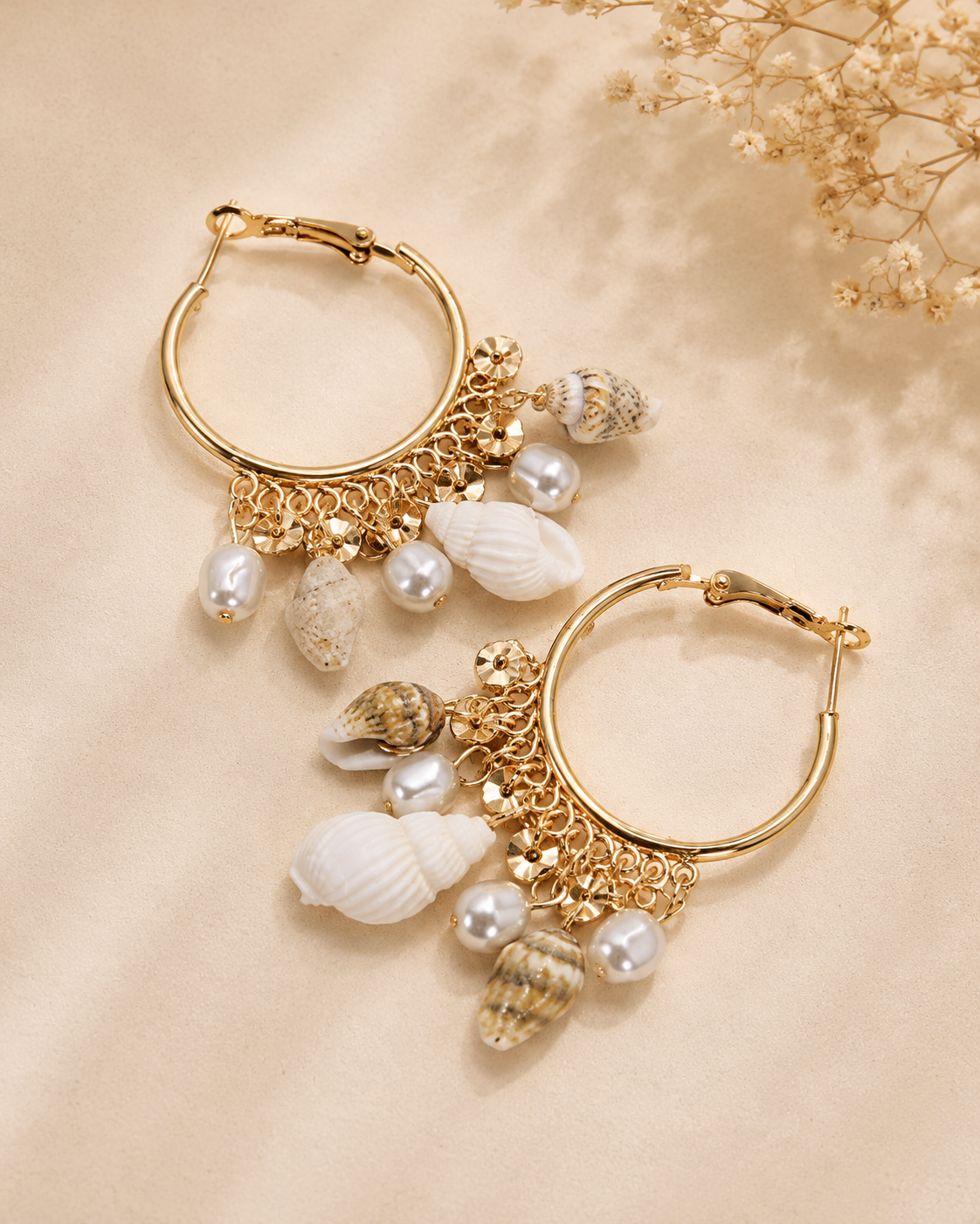 COASTAL SEASHELL CLUSTER DROP EARRINGS