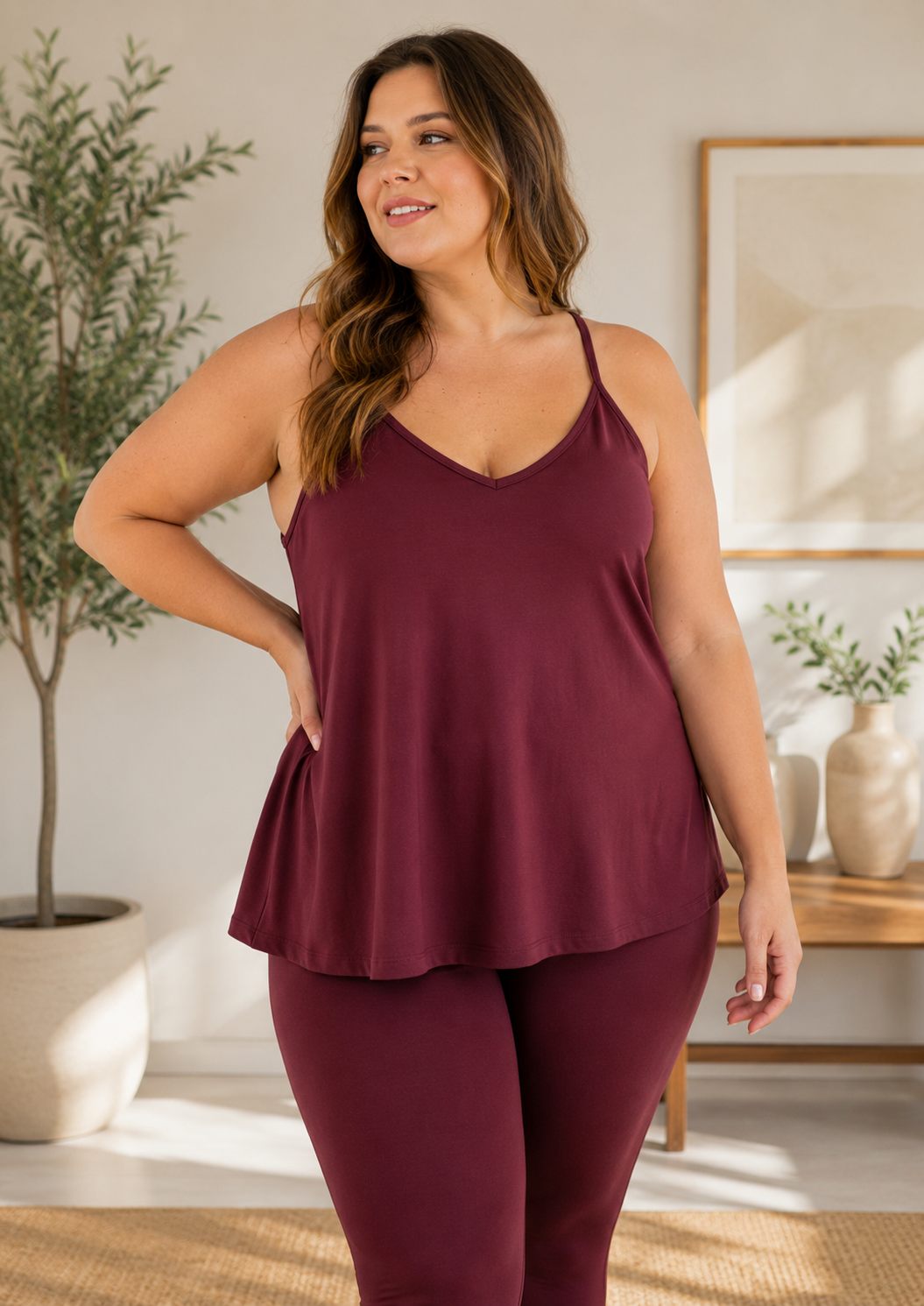 PLUS SIZE BUTTER CAMISOLE TANK TOP