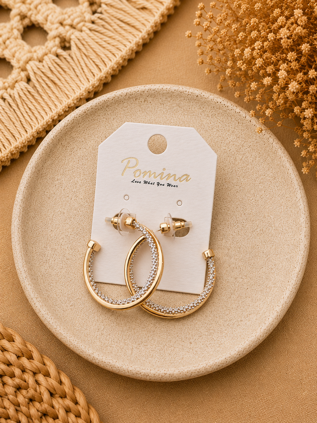 Gold twist earring hoop