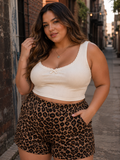 PLUS Ribbed Animal Print Shorts