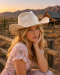 Ribbon Bow Pearl Chain Cowboy Hat
