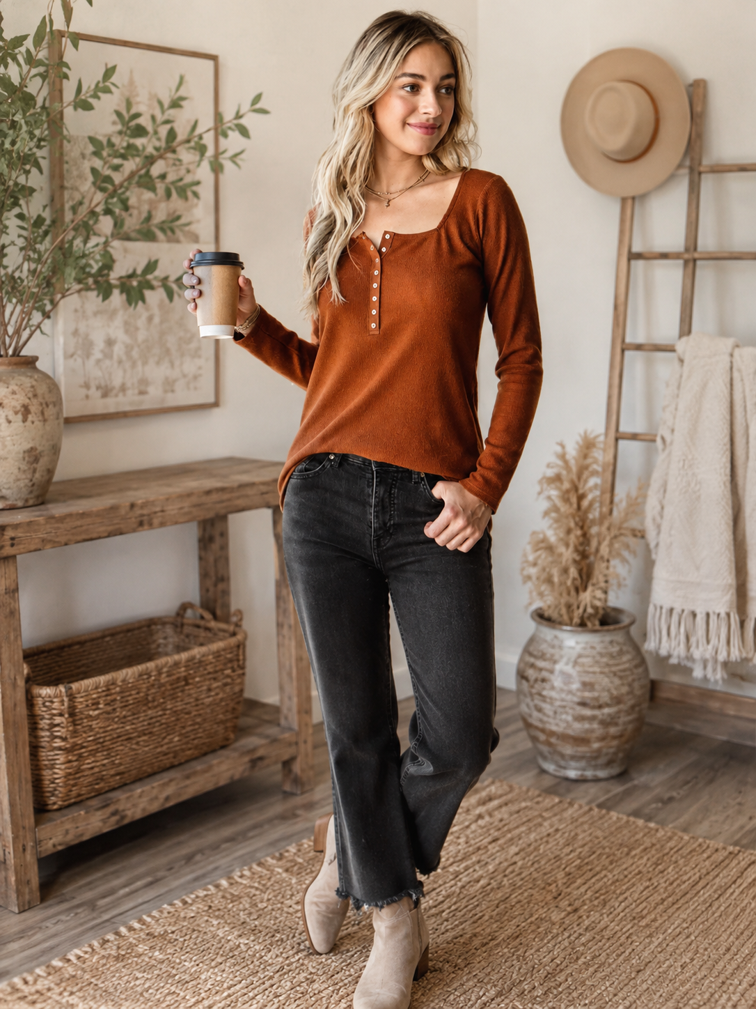 SOLID RIBBED FALL TOP