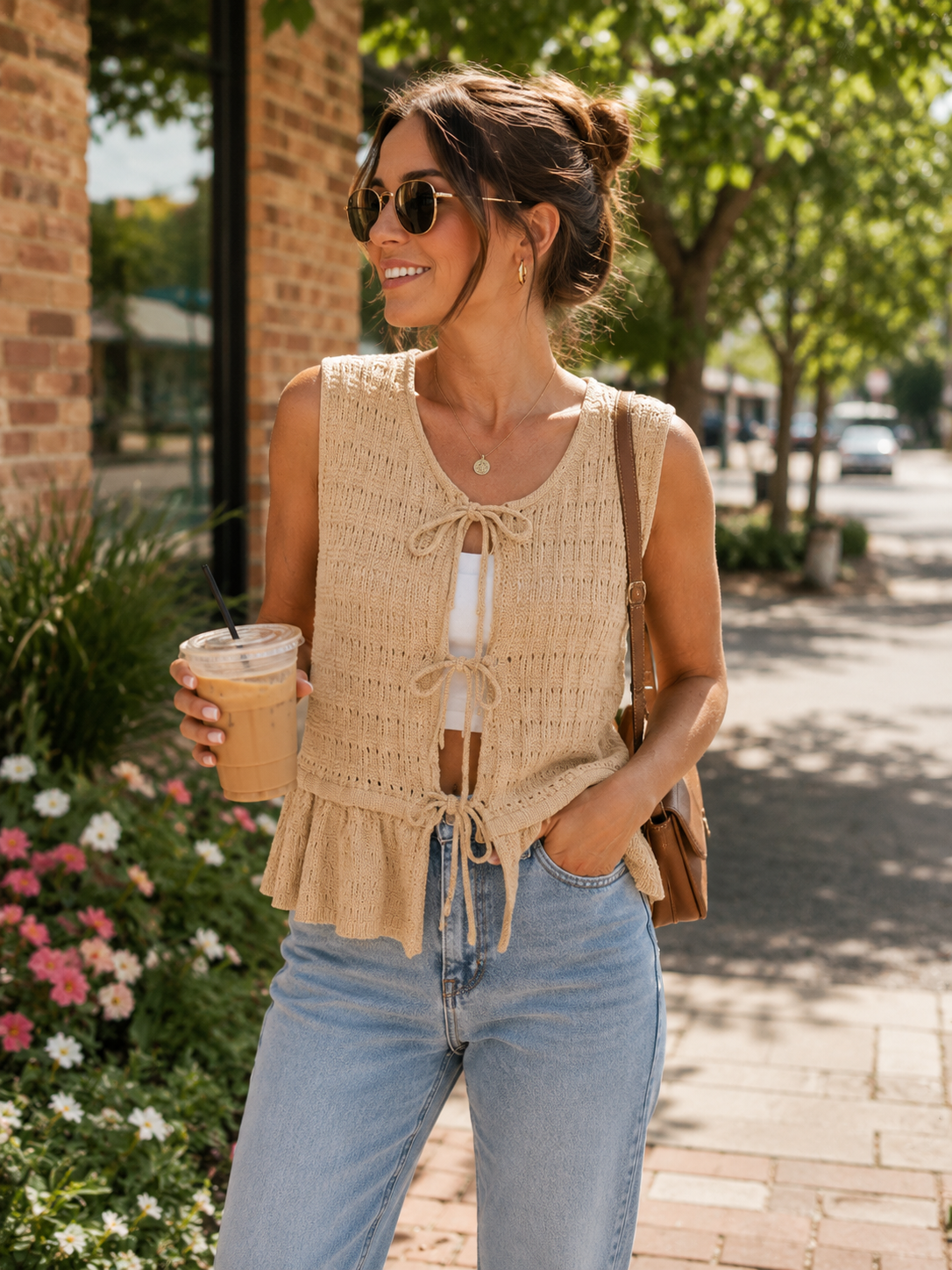 Tie Knitted Sweater Vest