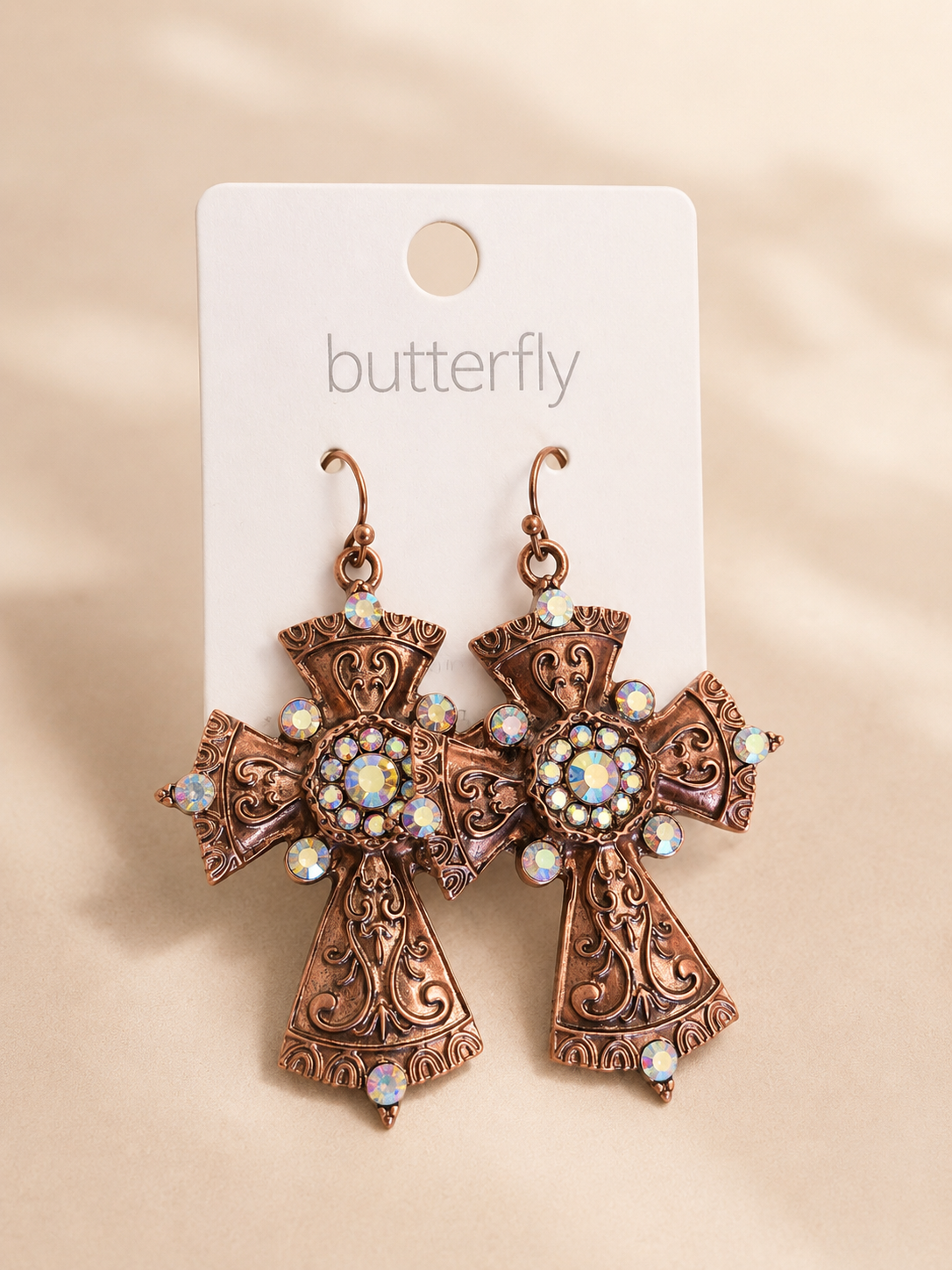 Bronze Cross Earrings