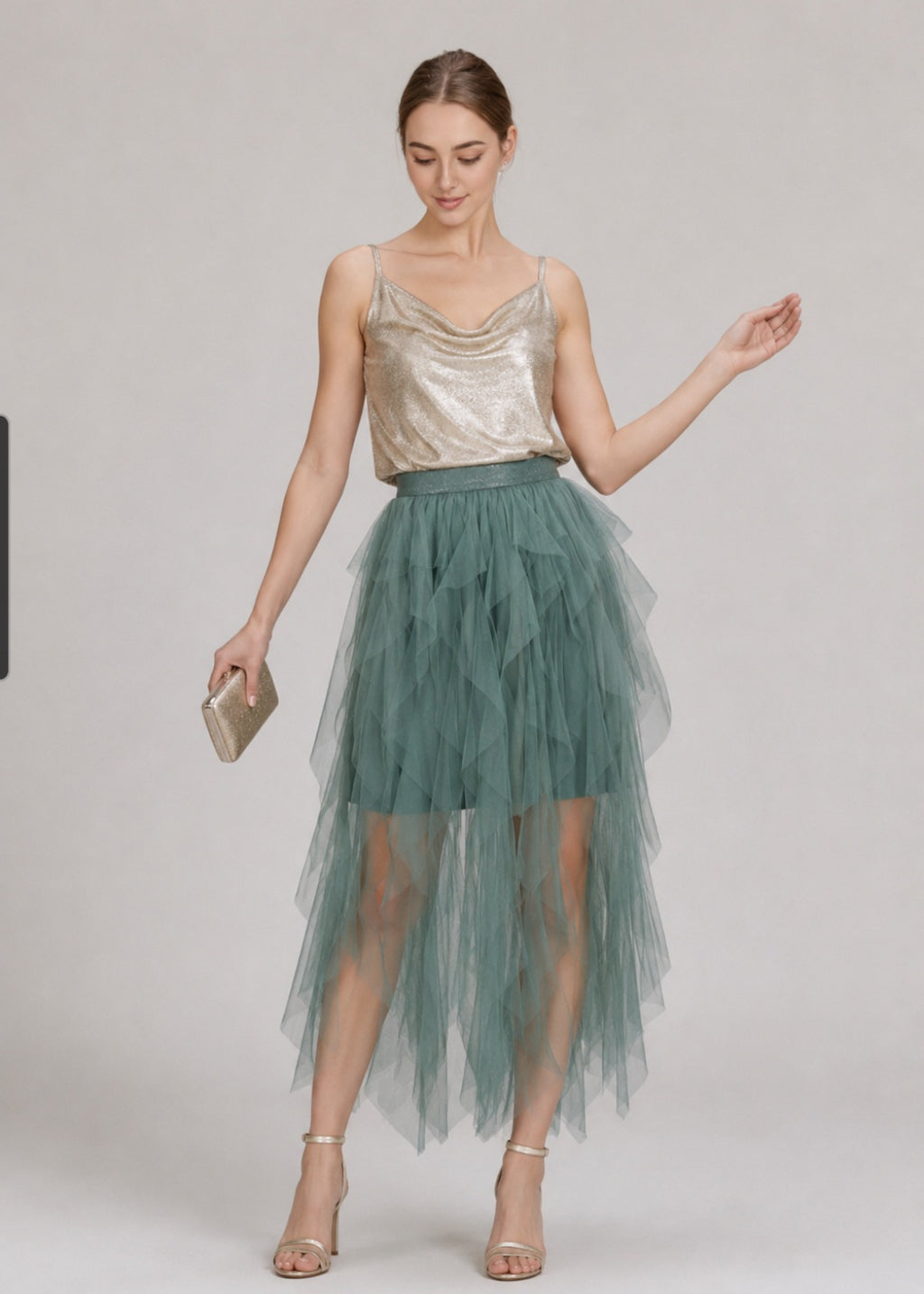 Layered Tulle Midi Skirt