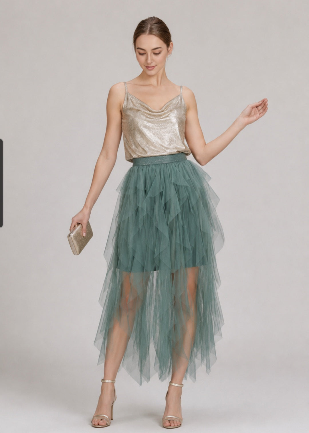 Layered Tulle Midi Skirt