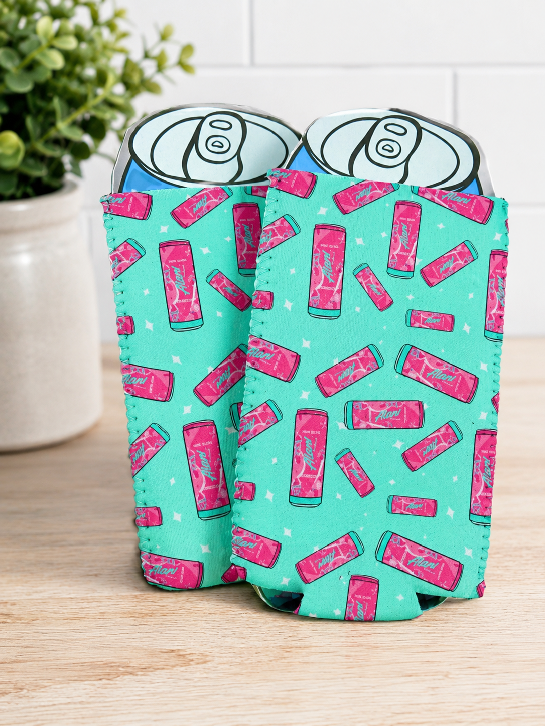 SLIM Pink slush Alani can koozie 