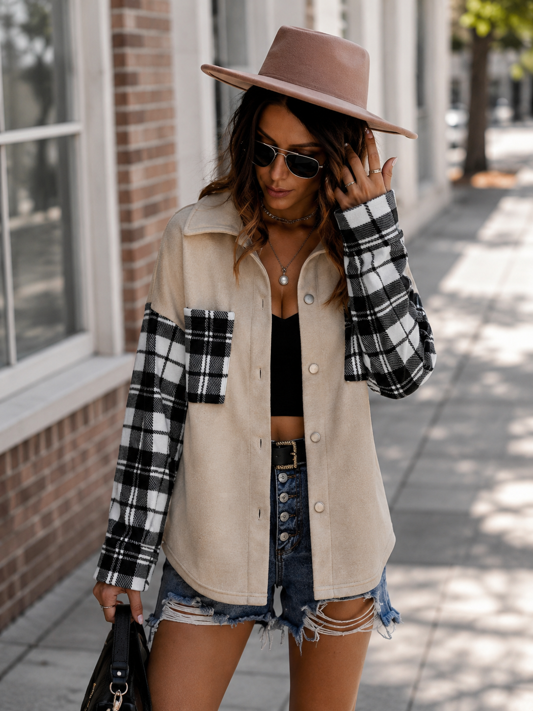 Tan and Black shacket