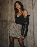 Floral Jacquard Fabric Mini Skirt