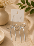 Silver bow earrings