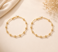 Classic Gold Ball Beaded Station Hoop Earrings