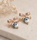 VINTAGE PORCELAIN FLORAL BOW DROP EARRINGS