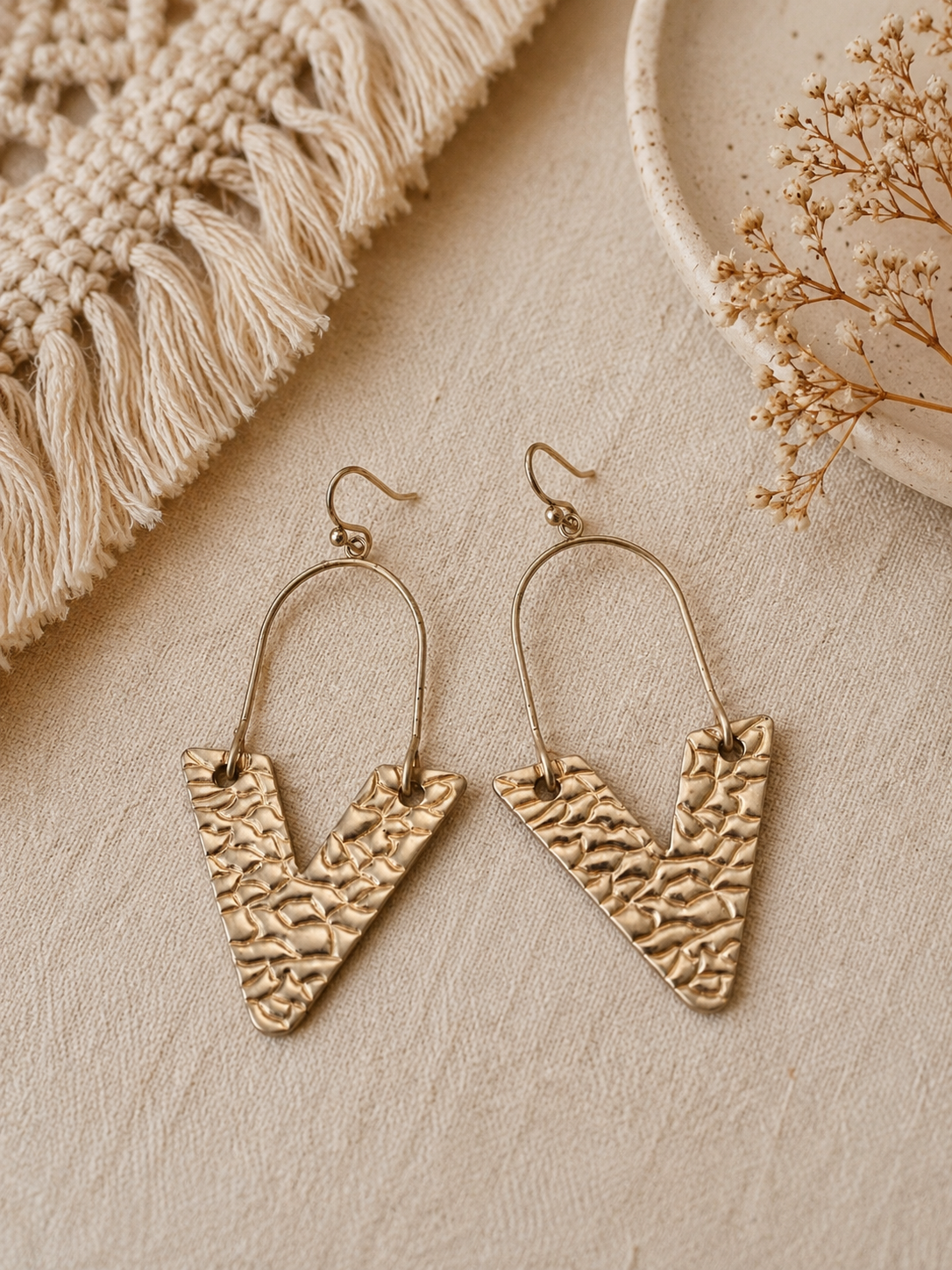 Gold triangle earrings