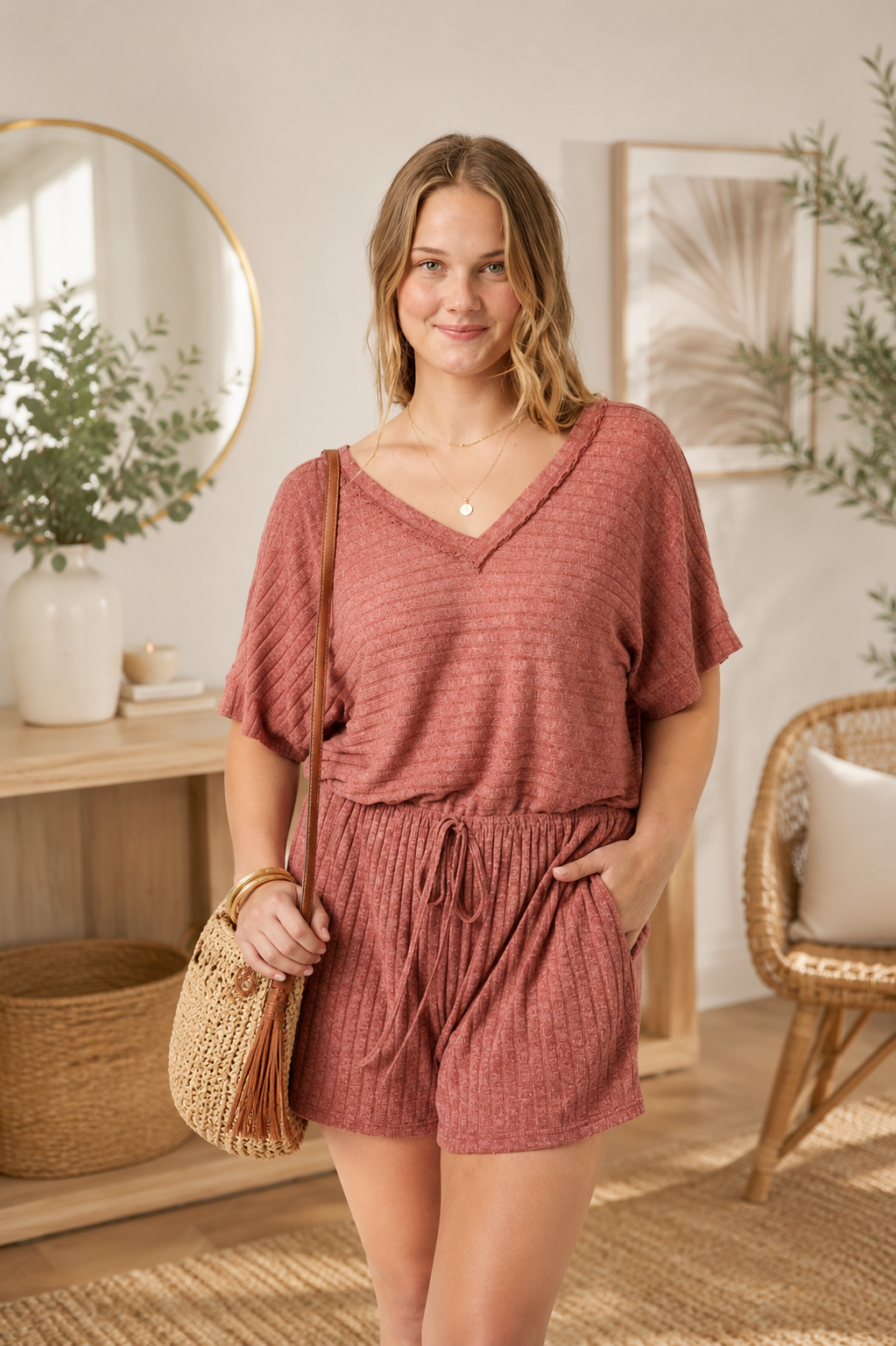 PLUS SIZE RIBBED ROMPER