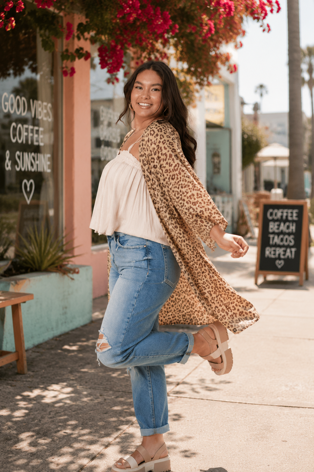 PLUS ANIMAL PRINT KIMONO