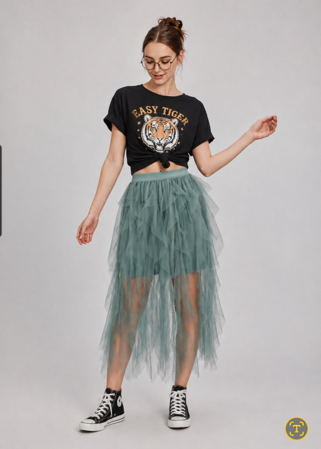 Layered Tulle Midi Skirt