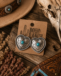 Western Style Heart Turquoise Stone Stud Earrings