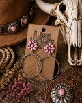 Western Flower Stone Hoop Earrings