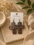 Silver cross earrings