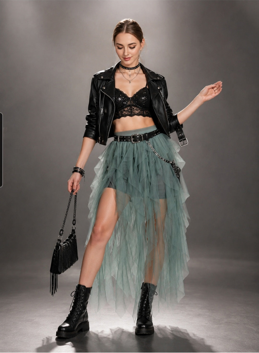 Layered Tulle Midi Skirt