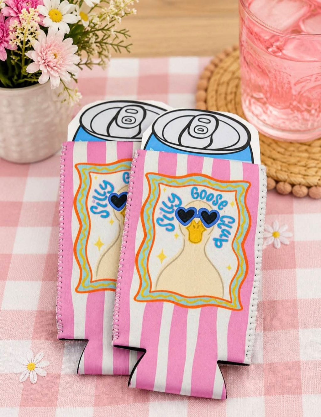 SLIM Silly goose club can koozies