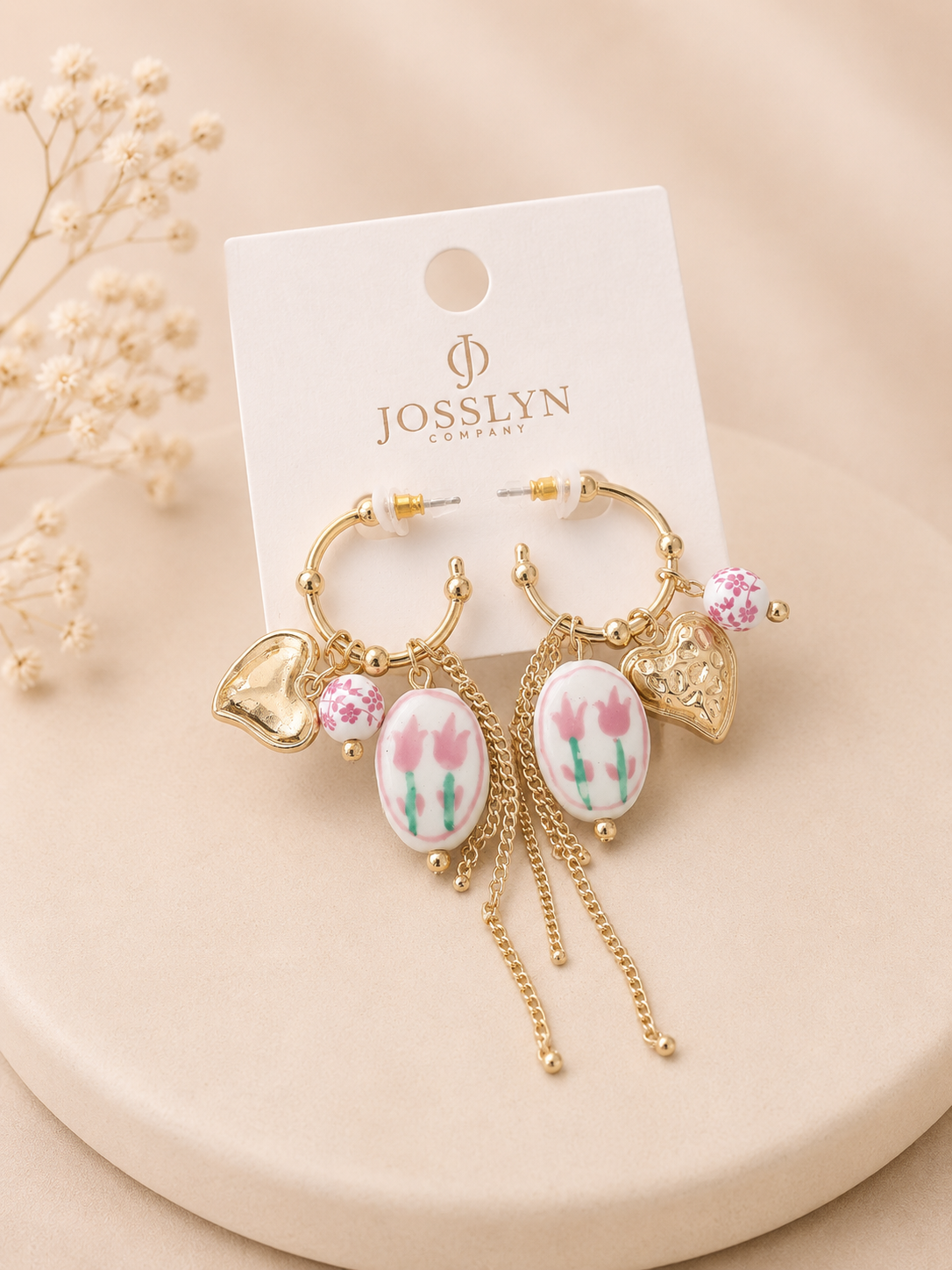 Gold Charm Hoop Earrings