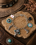 Western Style Multi Charm Chunky Chain Bracelet
