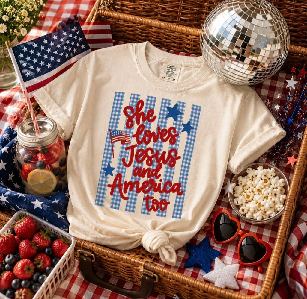 She Love Jesus and America Too Tee